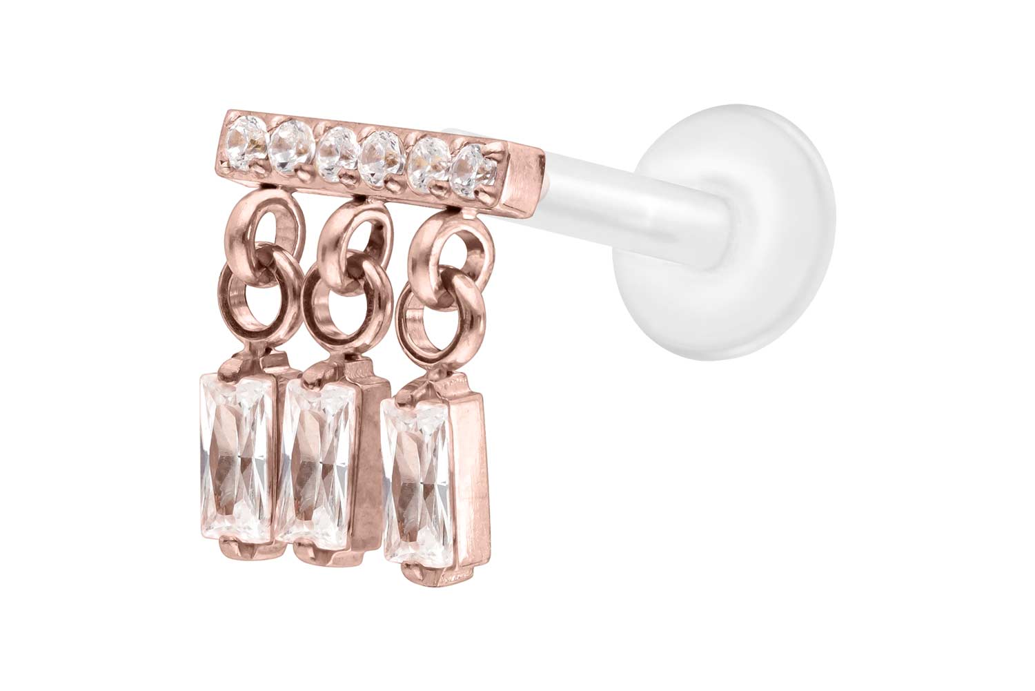 PTFE Labret Piercing mit Innengewinde + Titan-Aufsatz WINDSPIEL